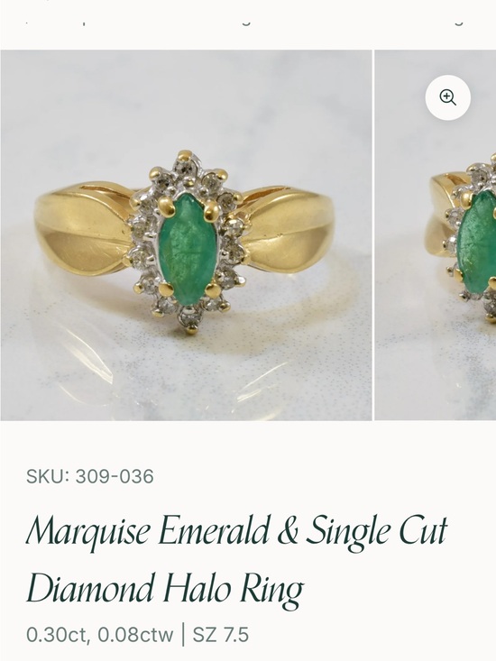 Jewelry - Marquise Emerald Halo Ring in Yellow Gold 14 K
3.6 grams WT